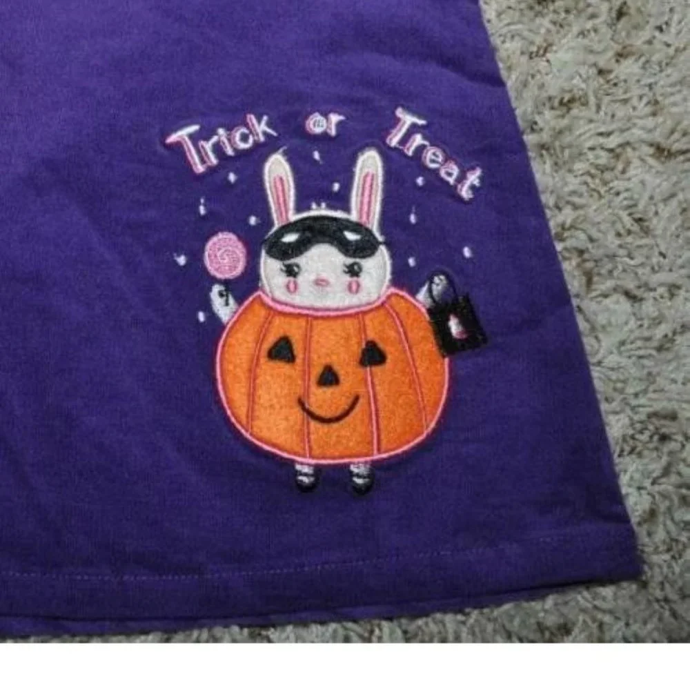 Halloween Dress Jumper, Shirt, Tights 4T Purple White 3 pc Set Girls Toddler